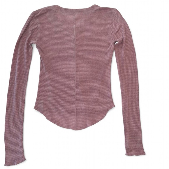 Intimately Free People Mauve Long Sleeve Waffle Knit Henley Top Size Small NWOT - Picture 6 of 7